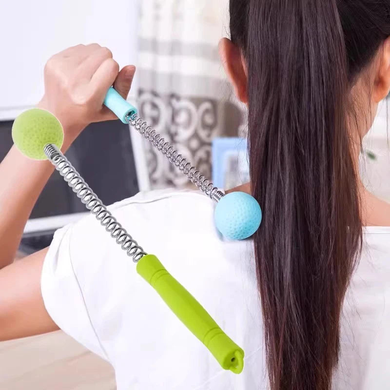 Manual Massage Hammer Stick Ball Body Massager Spring Elastic Knock Qme