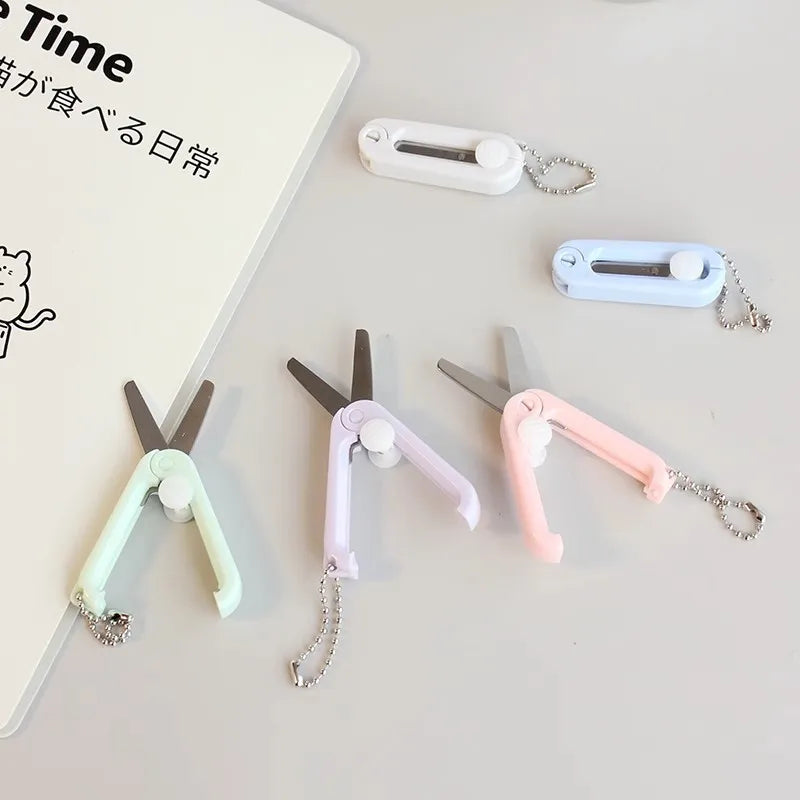 Creative Mini Portable Folding Scissors Morandi Simple Paper-Cutting Art Tool Stationary Scissors Office School Supplies. Qme