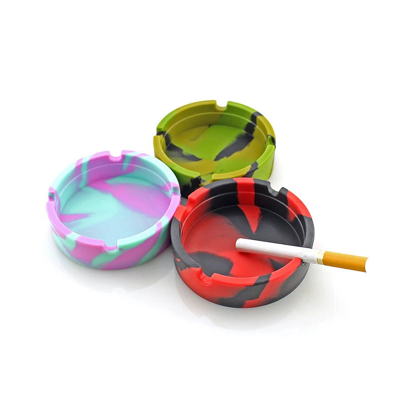 Round Silicone Ashtray Holder Portable Camouflage Anti-scalding Qme