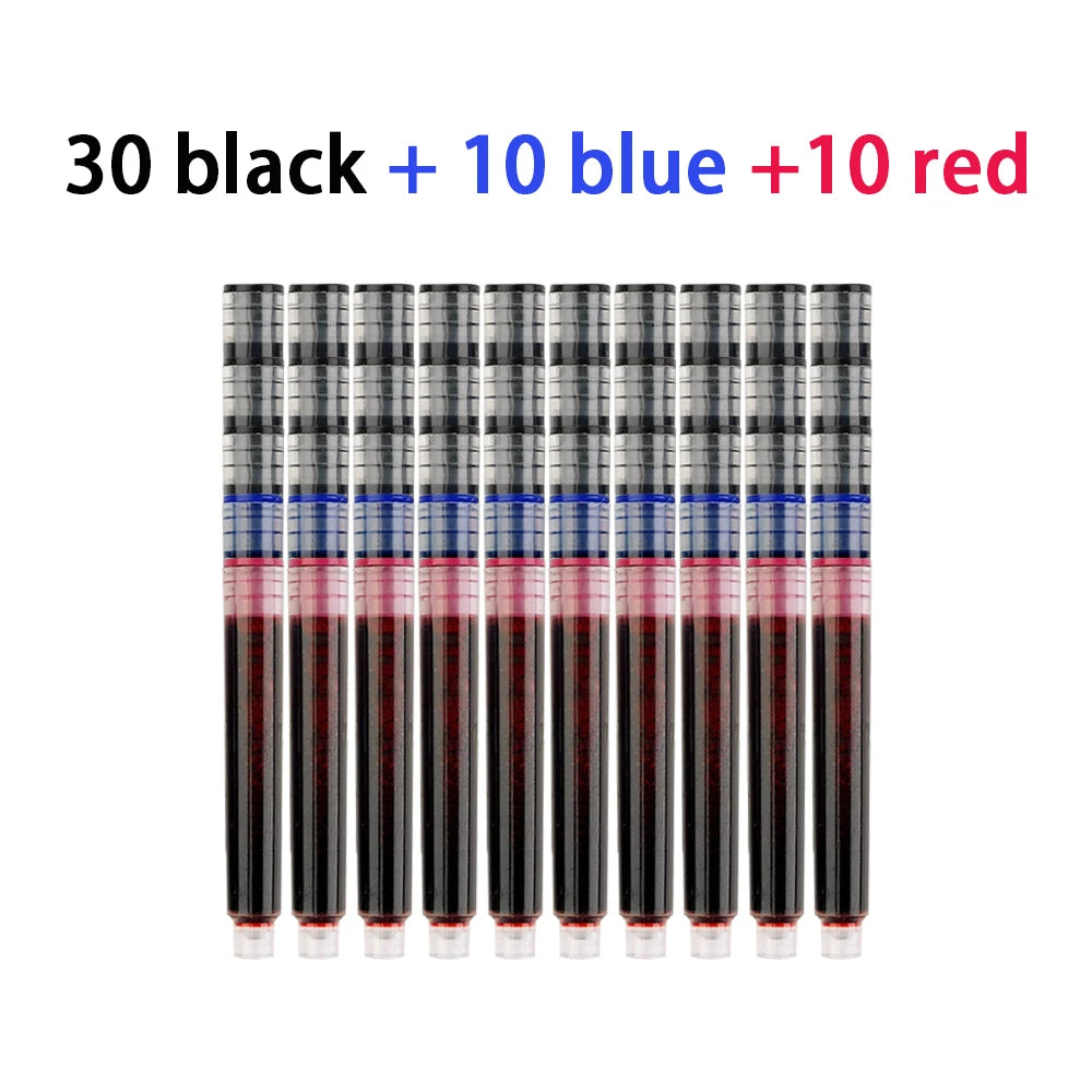36-100Pcs Colorful Ink Sac Refill Set, 3.4mm Black Blue Red Pen Cartridges for Smooth Writing School & Office Supplies Qme 30black 10blue 10red
