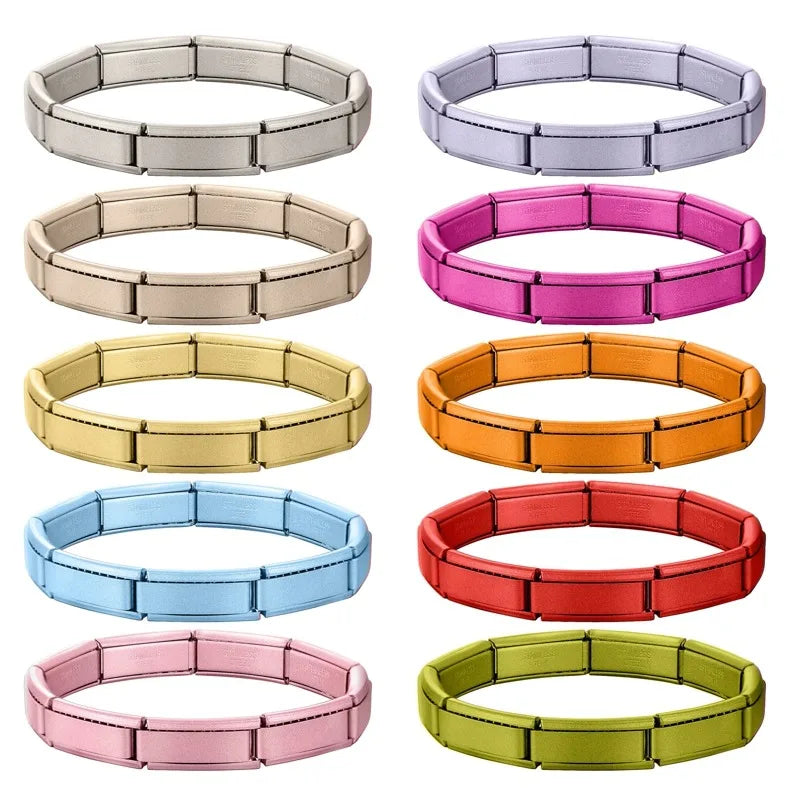 Premium Italian Charm Stainless Steel Bracelets For Women Men 20mm*9mm Width Elastic DIY Modular Bracelet Jewelry Gift Wholesale Qme