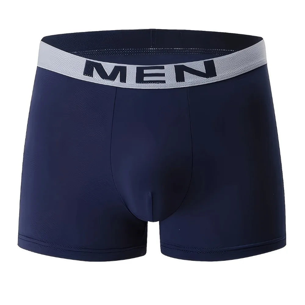 6 Pcs Solid Color Men's Underwear Comfortable Fit Breathable Fabric Boxer Shorts High Elastic Athletic Underwear Qme Blue 2XL