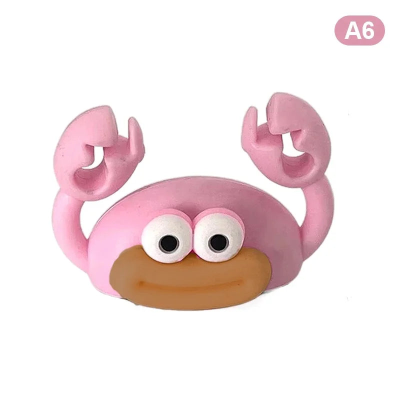 Cartoon Crab Cable Holder Self-Adhesive Fixing USB Cable Management ClipHome Office Desk Decoration Silicone Cable Organizer Qme Pink