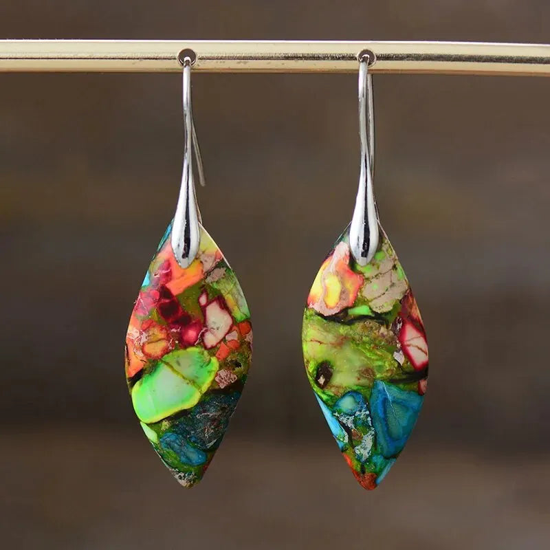 Trendy Minimalism Natural Emperor Jaspers Dangling Women Drop Earrings Ethnic Elegant Holiday Jewelry Gifts Qme color