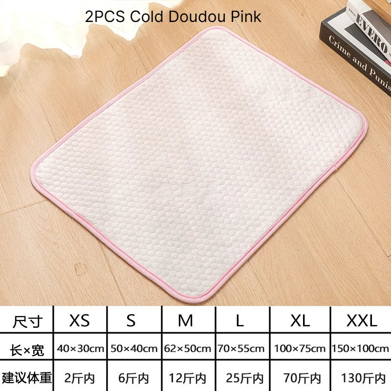 A Cooling Mat Summer Pet Cold Bed Extra Large For Small Big Dogs Pet Accessories Cat Durable Blanket Sofa Cat Ice Pad Blanket Qme Cold Doudou Pink M