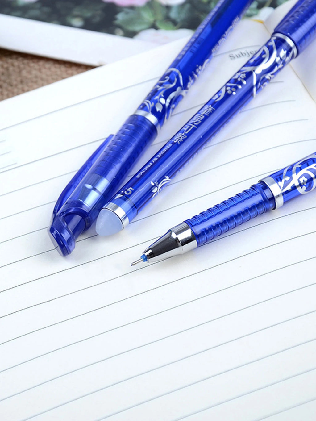 Kawaii Erasable Gel Pens Refills Set 0.5 Mm Fine Point Blue Ballpoint Pen for Writing Stationery Office School Supplies Qme