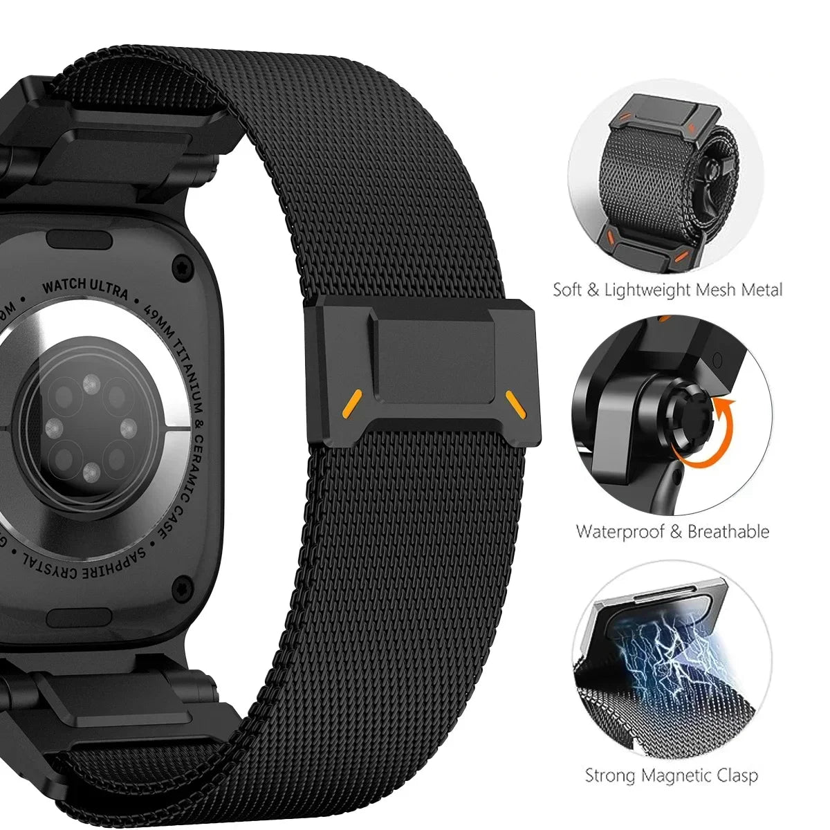Milanese Titanium Color Band For Apple Watch Ultra 2/1 49mm Series 10 9 8 7 46mm 45mm Magnetic Loop Strap For iWatch 6 5 4 44mm Qme
