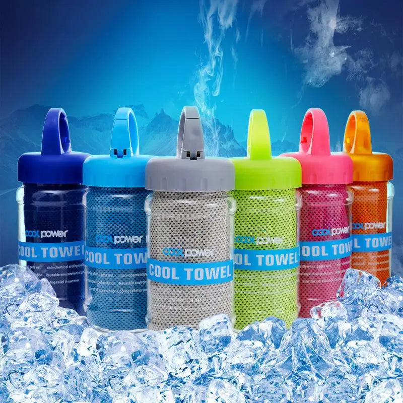 Quick Dry Cooling Towel With Portable Bottle Reusable Design Perfect For Gym Hiking Camping Outdoor Sports Qme