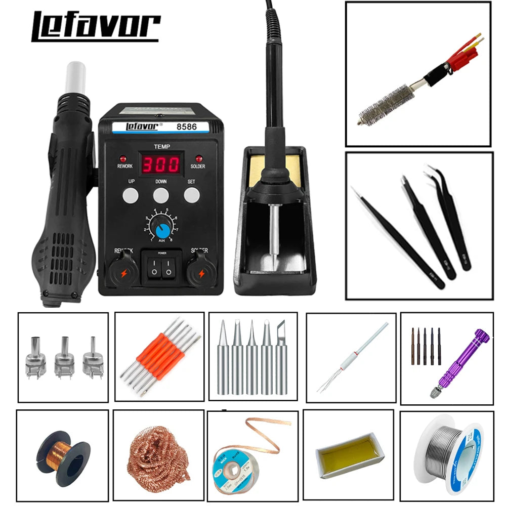 1 Digital Soldering Station Air Gun Solder Iron SMD BGA Rework Qme SET4 220V EU plug