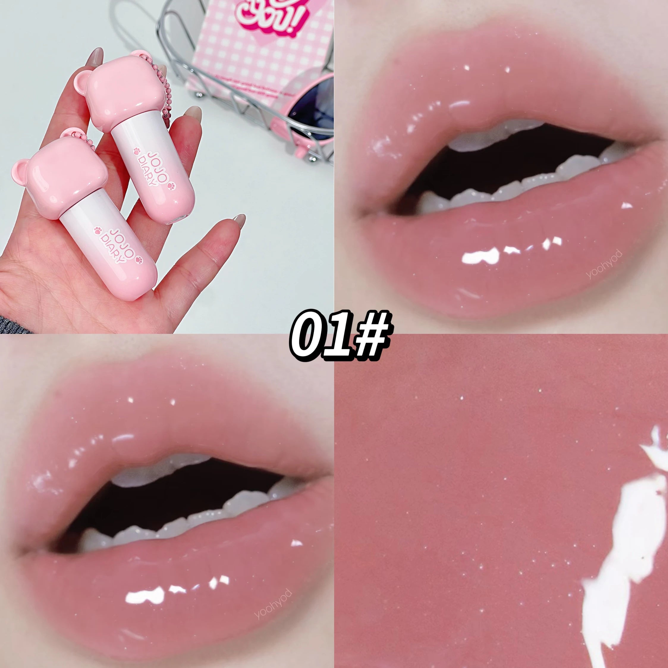 JOJO DAIRY Cute Bear Light-sheer Lip Glaze 6-color Pendant Watery Qme JJ328-01