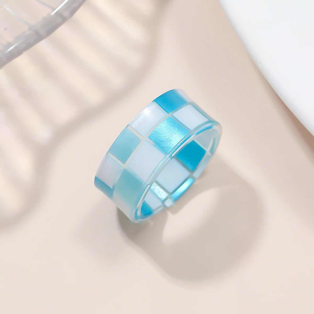 Japan Korea Plaid Opening Acrylic Resin Bangle For Women Exquisite Chunky Bracelet Wrist Jewelry Colorful Rings Wholesale Femme Qme 1