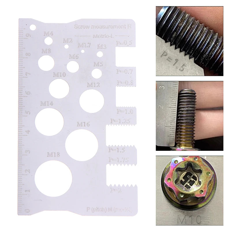 Durabler Stainless Steel Ruler Screw Measuring Precise Pitch Qme