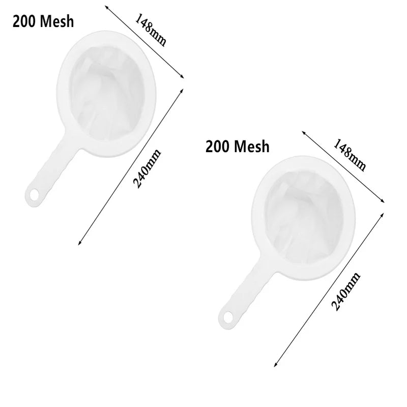 Soy Milk Wine Filter Bag Nut Milk Bag Tea Coffee Oil Yogurt Filter Net Mesh Kitchen Food Reusable Nylon Filter Bags Strainer Qme 2PCS 200mesh