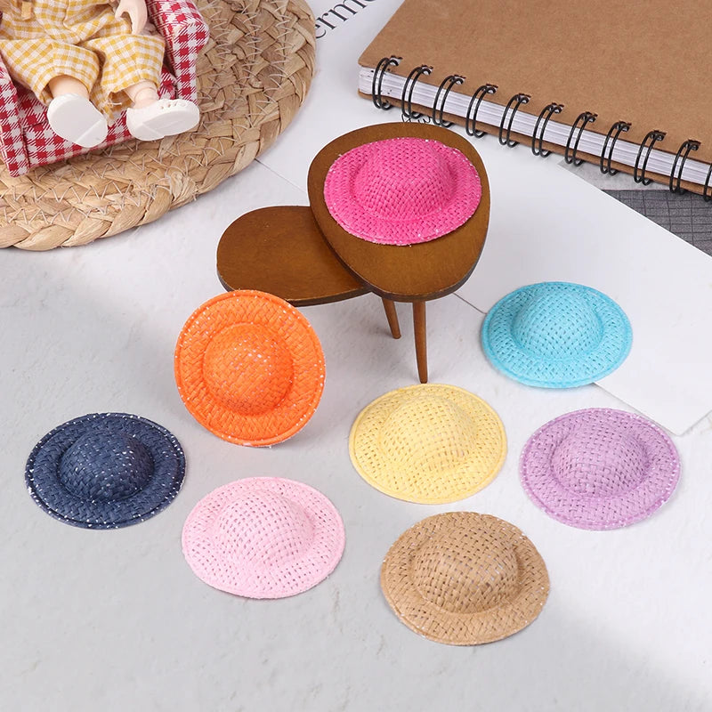 Decorative Dollhouse Woven Straw Hats 5 Child Role-play Toys Qme