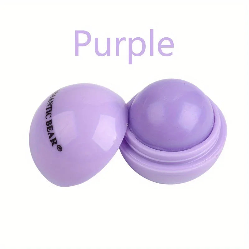 Cute Ball Shaped Lip Balm Hydrating Soothing Long-lasting Plumper Qme chunqiu-Purple