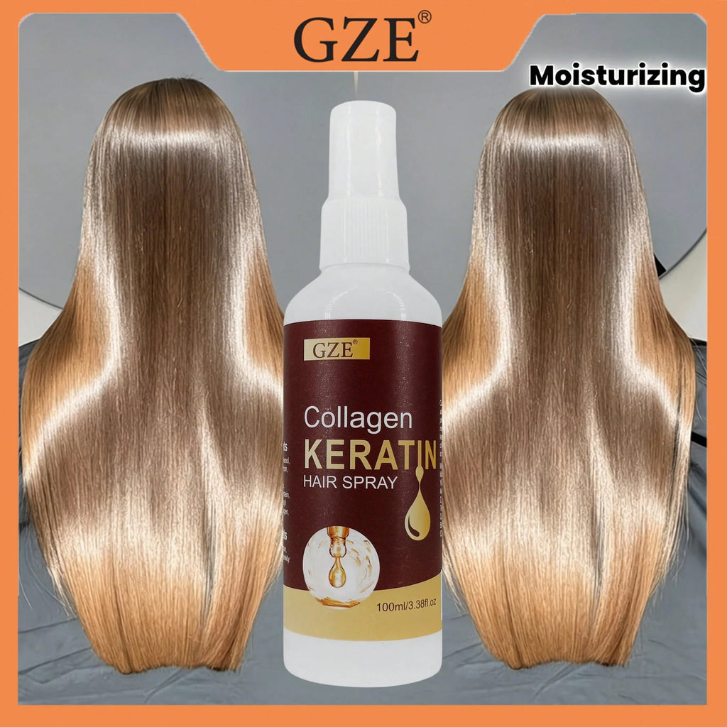 GZE Collagen Keratin Hair Spray | Heat Protectant Spray for Hair Detangler & Shine Spray | Frizz Control, Repairs Damaged Hair Qme