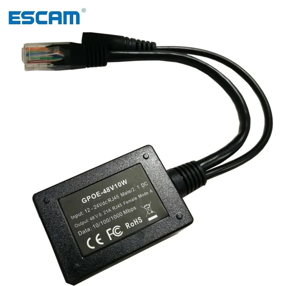 ESCAM Power Over Ethernet Output 48Volts PoE Converter for any 802.3af or 48V devices Qme