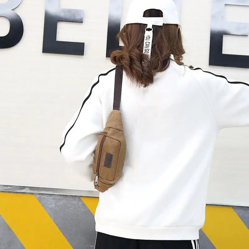 Mobile Phone Bag Men Women Convenient Belt Banana Fanny Casual Canvas Qme