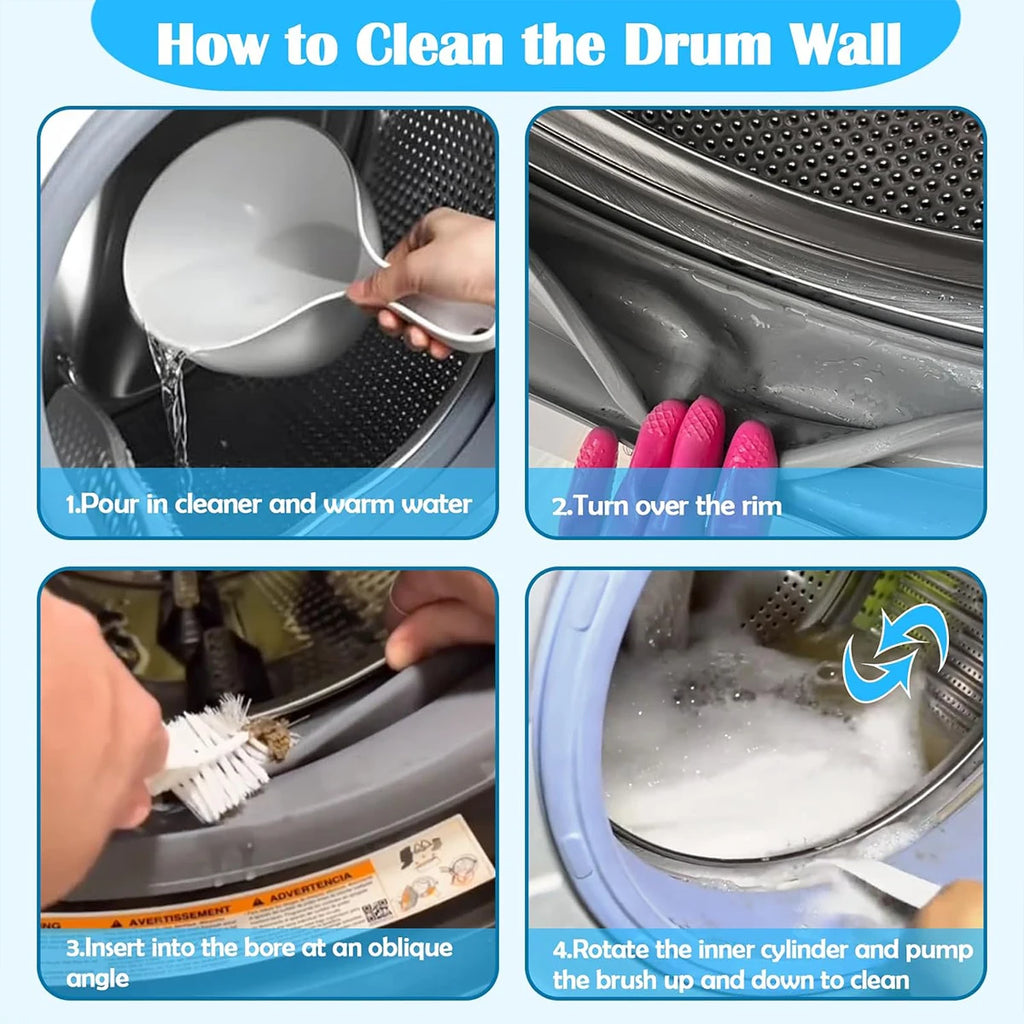 Washing Machine Cleaning Brush,Dryer Vent Cleaner Kit,Crevice Brush for Bathroom, Shower & Kitchen Household Cleaning Tools Qme
