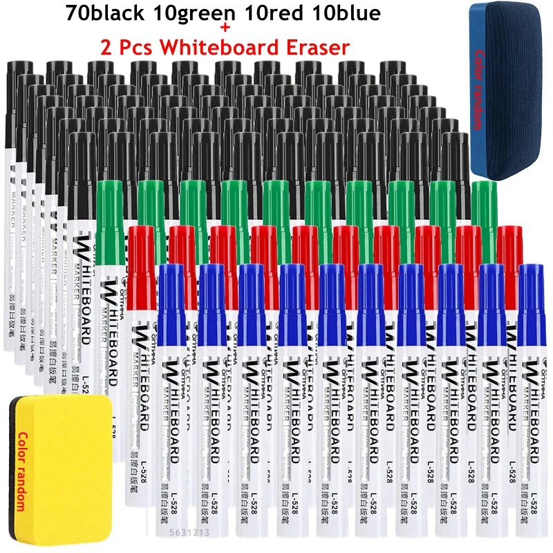 1-100Pcs Erasable Whiteboard Marker Pen Blackboard Marker Teaching Chalk for Glass Office School Stationery White Board Marker Qme 100Pcs Mixed Color B