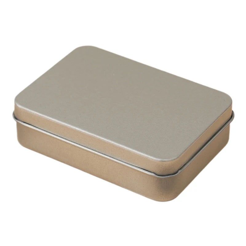 Cosmetic Storage Box Small Iron Silver Mini Rectangular Tin Qme