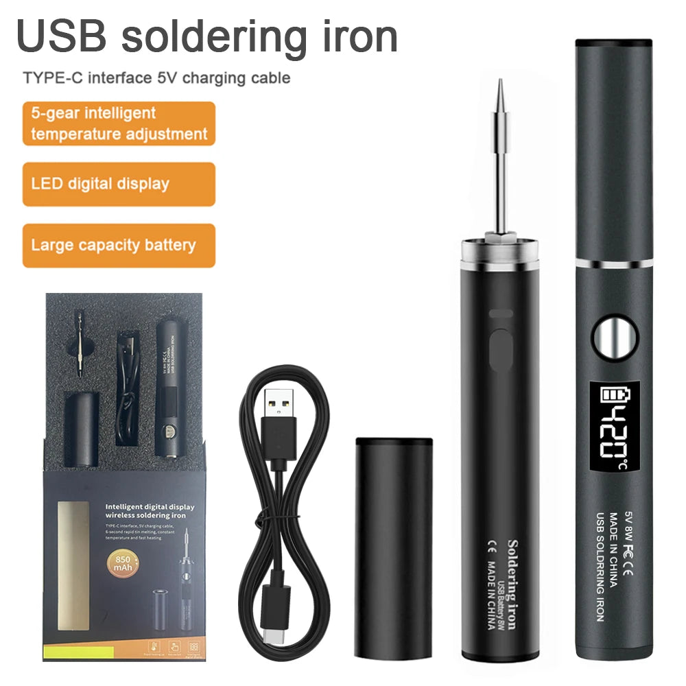 USB Soldering Iron 5V 8W Lithium Battery Portable Repair Welding Qme