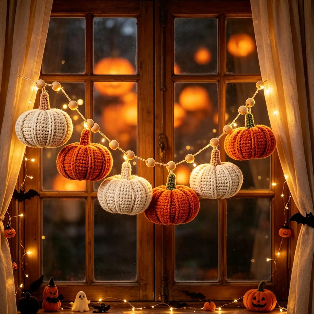 Halloween Lights Indoor Fireplace Farmhouse Crochet Autumn Wreath Qme