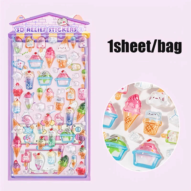 1 Sheet 3D Puffy Jelly Candy Stickers Wobble Sensory Game for DIY Crafts Scrapbooking Journal Laptop Decoration Qme 2
