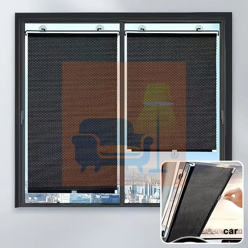 Portable Retractable Roller Shade With Suction Cups Sun Protection And Heat Insulation Perfect For Home Windows And Car Use Qme