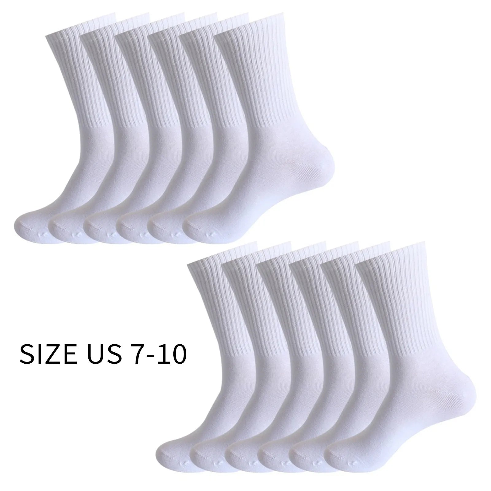 6/12-Pair Women's and Men's Solid Color Cotton Blend Mid-calf Socks Basic Casual and Versatile Elastic Comforatble Socks Qme