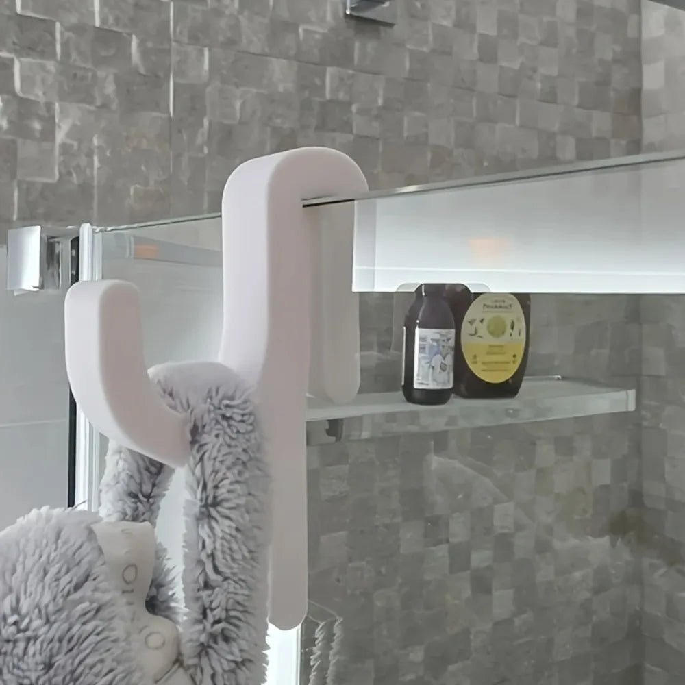 2pcs Portable Shower Hook Glass Door Clip Type Multifunctional Hook for Clothes Towel Home Organizer Bathroom Accessories Qme