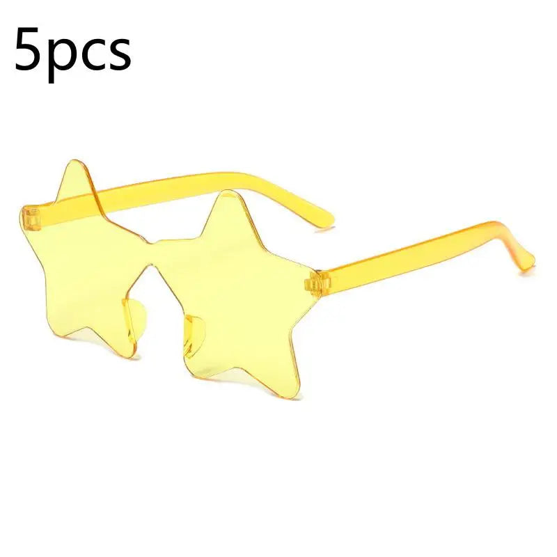 Star Shaped Rimless Sunglasses Colorful Transparent Party Glasses Qme A10