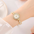 New niche fashion diamond inlaid women's watch round full diamond women's style pull-out bracelet watch Qme golden