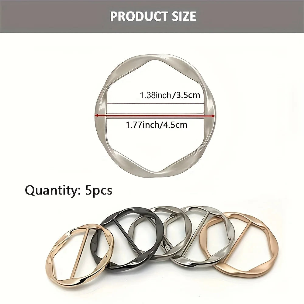 5PCS Scarf Clips Ring T Shirt Clip for Women Fashion Metal Circle Buckle Clothing Ring Wrap Holders Clothes Hat Belt Decor Qme 5pcs