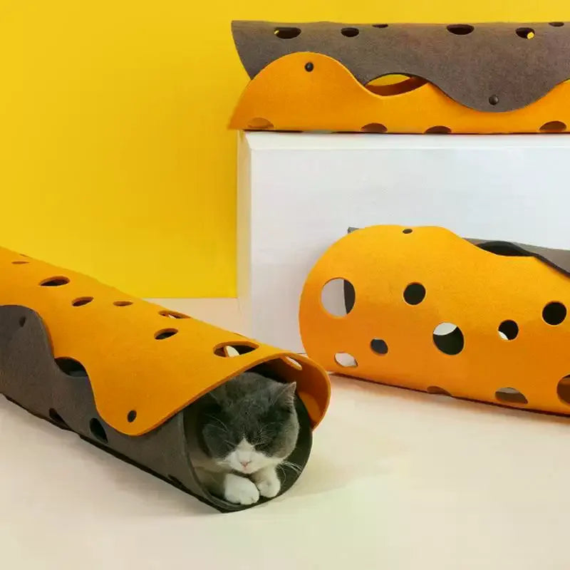 Splicing Cat Toy Felt Pom Nest Deformable Kitten Tunnel Collapsible Qme