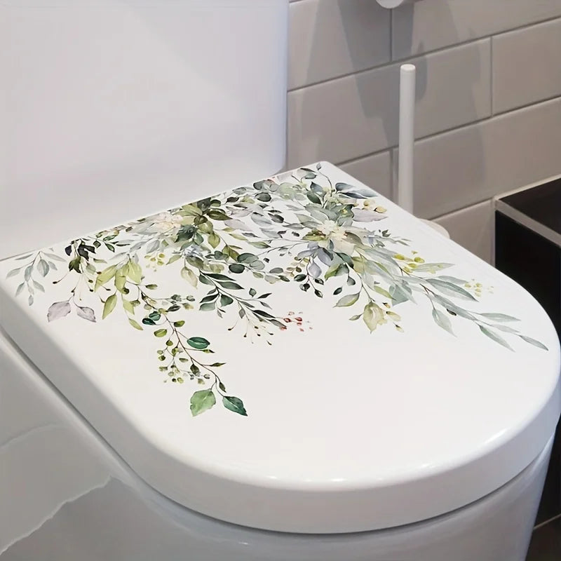 1 Fresh Plant Flower Leaf Wall Sticker Toilet Bathroom Decoration Qme