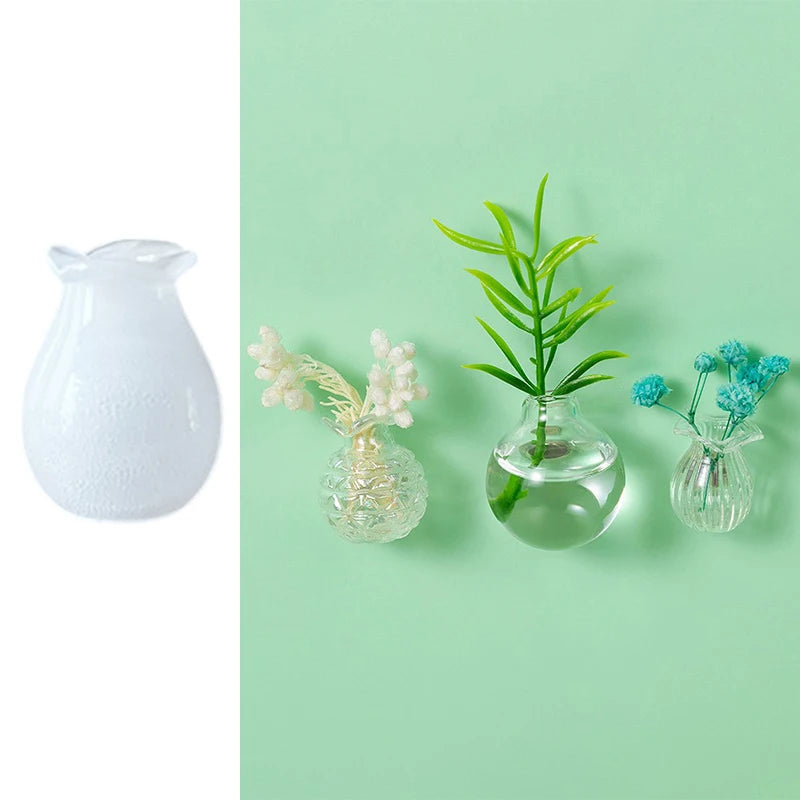 Mini Glass Vase Fridge Magnet DIY Porcelain Vase Flowers Refrigerator Message Sticker Plant Magnet Green Gift Kitchen Qme