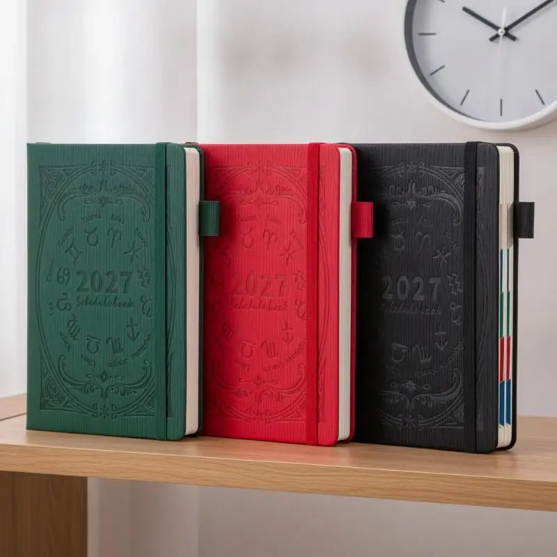 2027 Zodiac Embossed Daily Planner Notebook Elastic Strap Pen Loop Qme