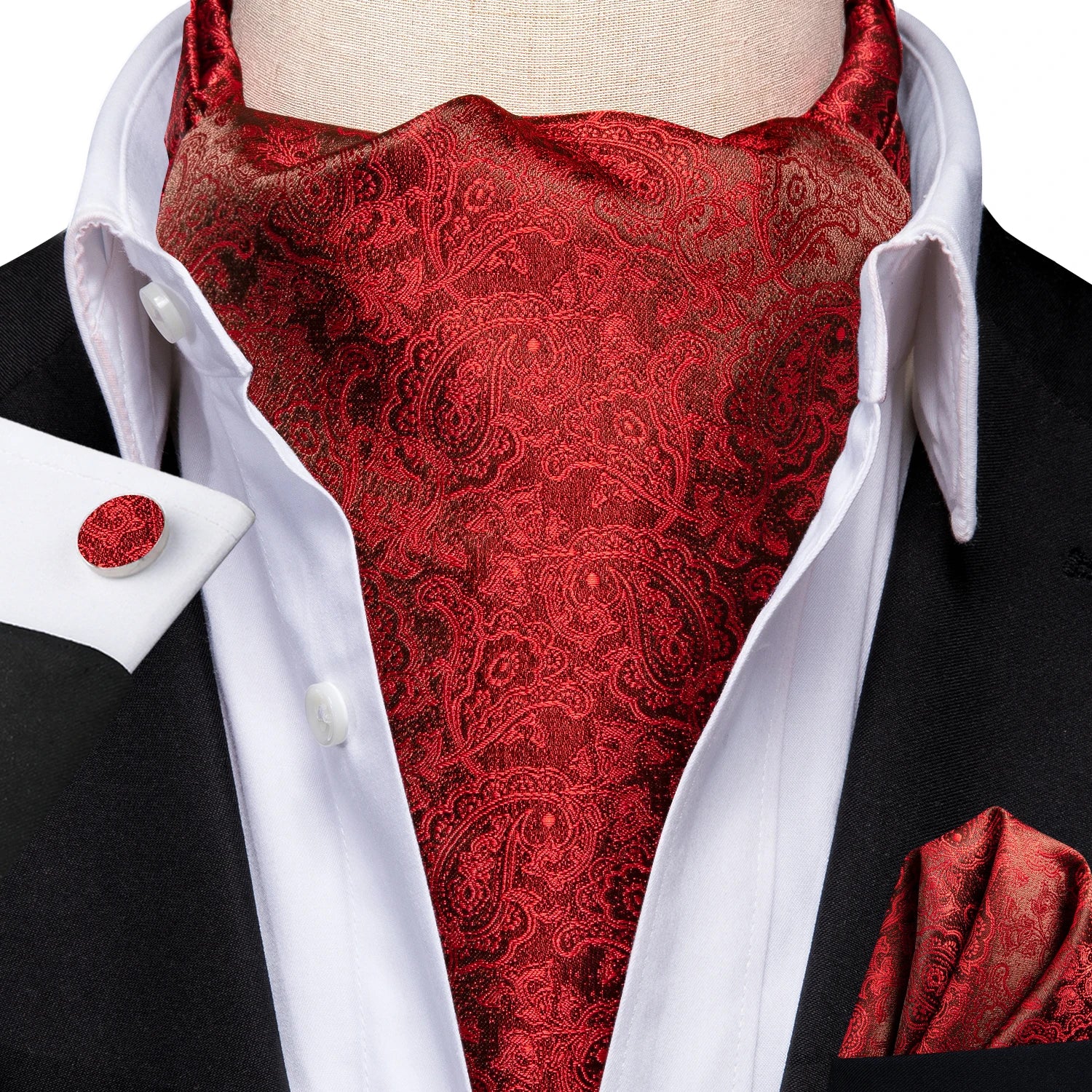 Silk Mens Ascot Black Pink Blue Red Gold Green Purple White Beige