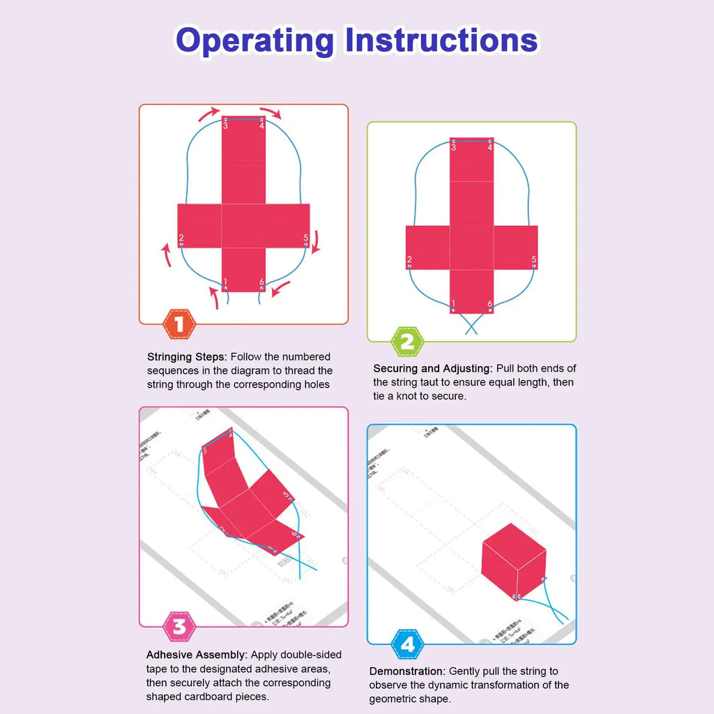 Geometry Learning Aids 3D Geometry Learning Book with Pull String Educational Space Thinking Training Game for Kids Girls Boys Qme