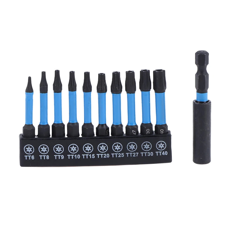 21/10PCS Star Impact Drill Bit Set S2 Steel Hex Head Shank Magnetic Screwdriver Driver Bits Holder Wrench Electric Drill Tools Qme