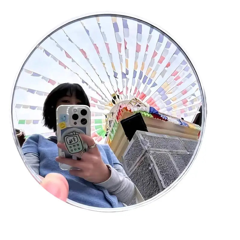 Handheld Selfie Mirror Portable Round Reflection Convex Mirrors Qme