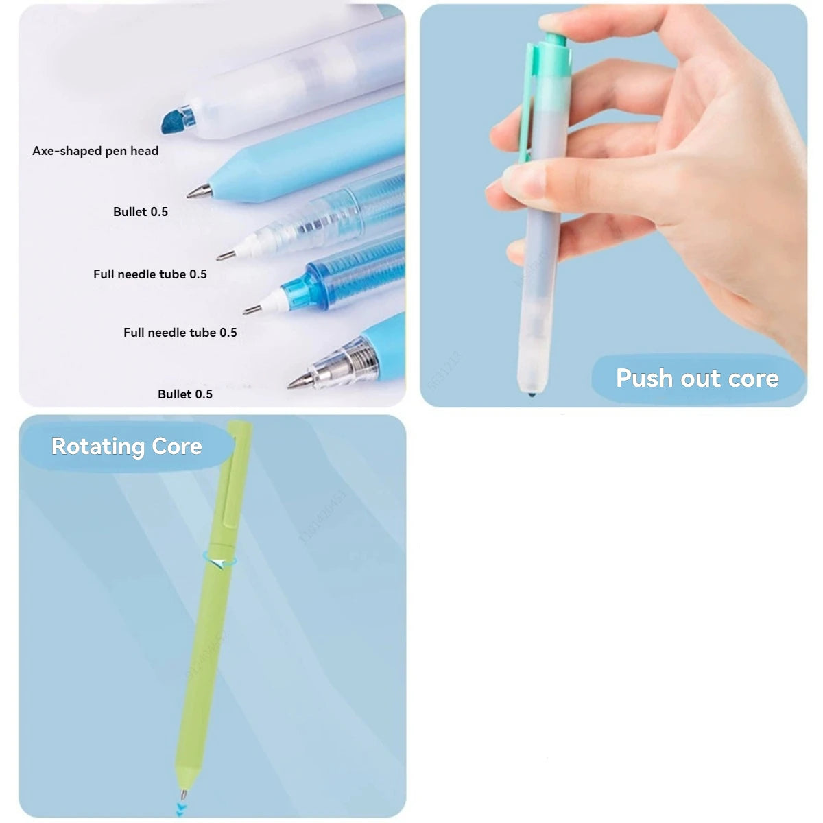 6pcs/set High Quality Gel Pen Straight Liquid Gel Pen Ballpoint Pen for School Office Stationery Kawaii Cute Qme
