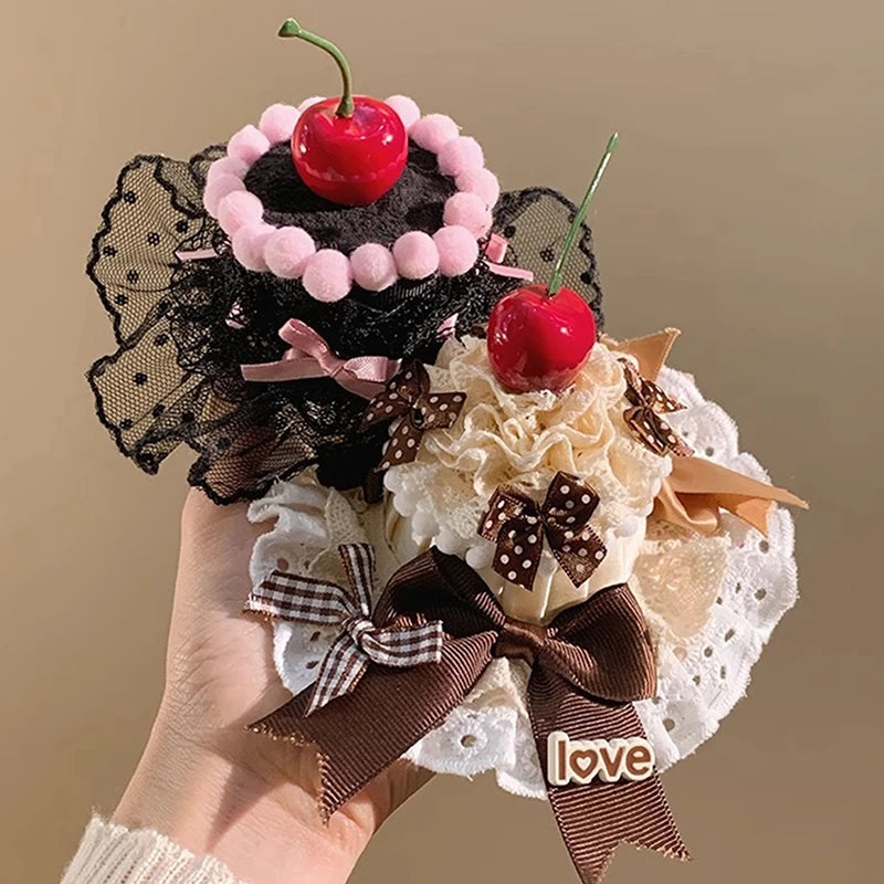 Lolita Lace Cake Hair Clip Cute Children Hairpins Headdress Qme
