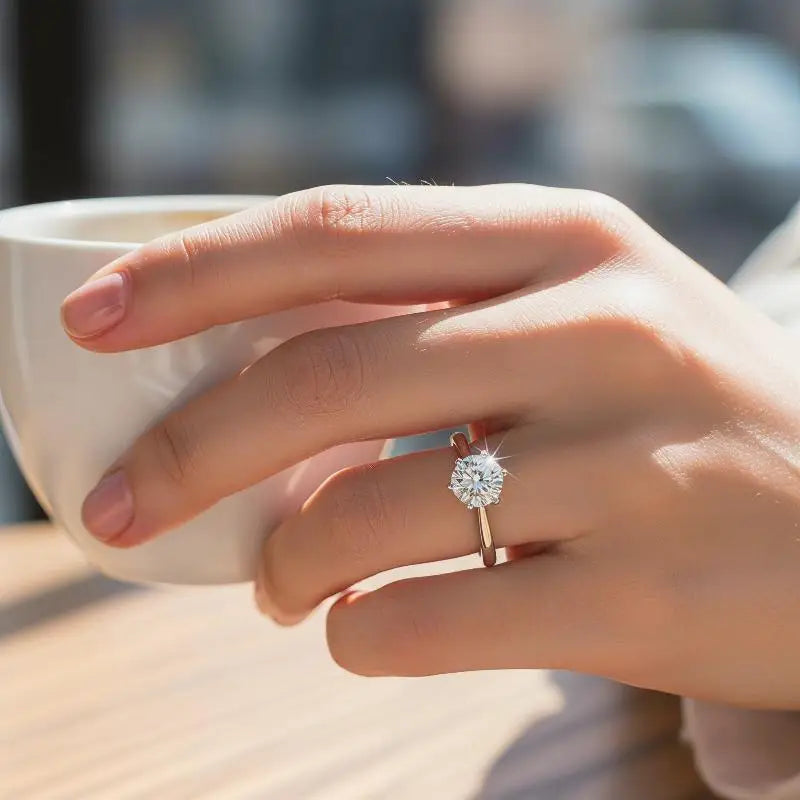 Six-Claw Round Cut Diamond Ring, Minimalist Promise Ring For Women's Daily Wear Qme Default Title