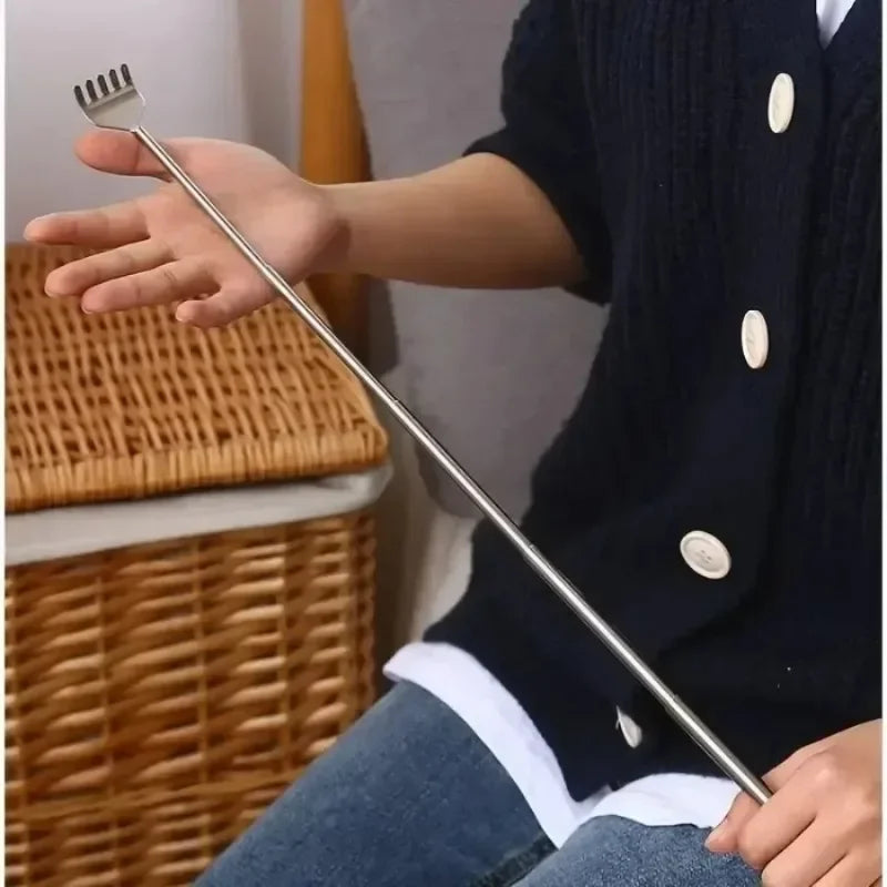 Silvery Portable Telescopic Back Scratcher Extendable Stainless Steel for Men & Women Gift for Mothers And Fathers Qme