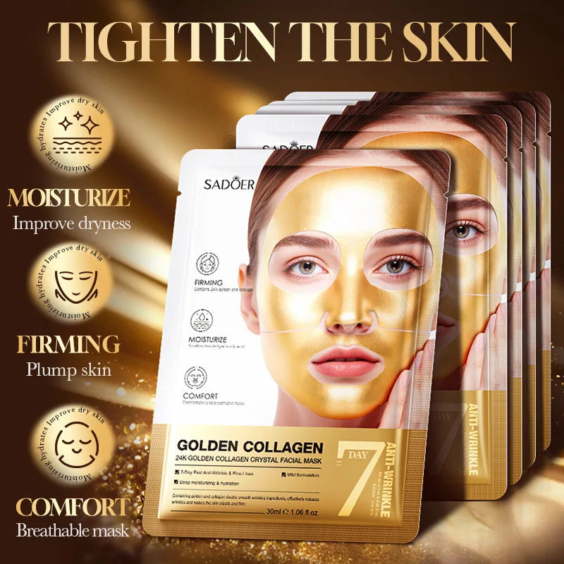 Gold Collagen Crystal Collagen Face Mask Firming Hydrating Moisturizing Face Mask Shrink Pores Beauty Patches Skin Care Qme