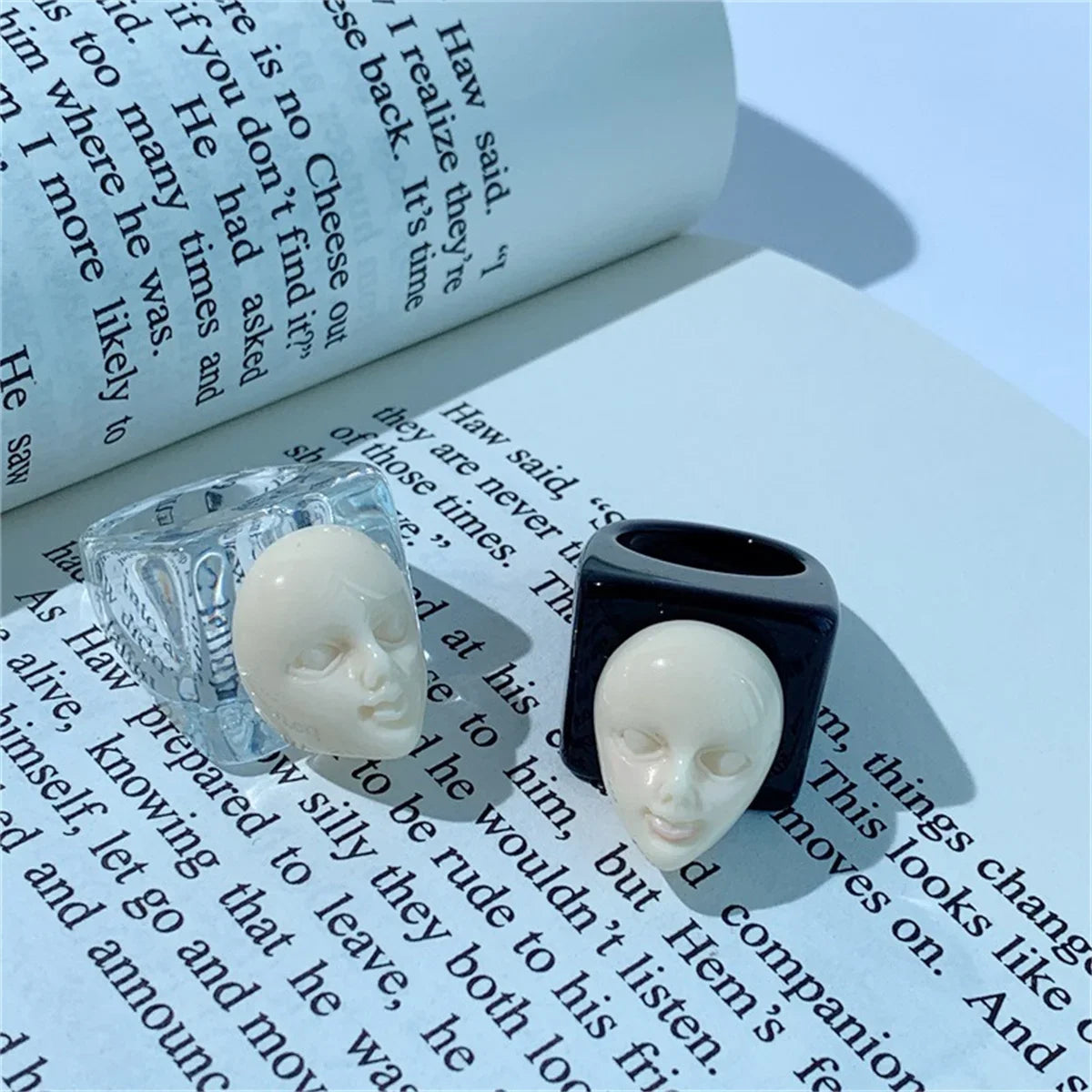 Punk Fun Face Ring Aesthetic 3D Resin Ring Art Women Jewelry Gift Girls Hip Hop Women Men Birthday Gothic Halloween Rings Women Qme
