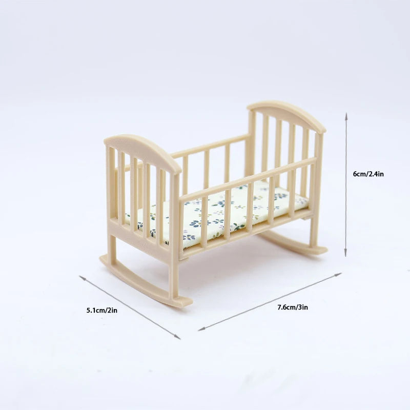 1 12 Dollhouse Mini Cradle Baby Bed Rocking Model Simulation Qme A1