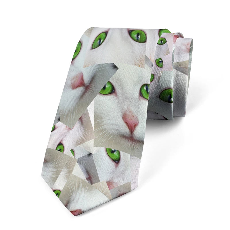 Fashion Cat Face Print Tie Casual Funny Novelty Men's Unique Qme style5
